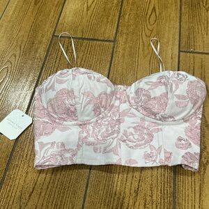 Pink floral altered state crop top new with tags